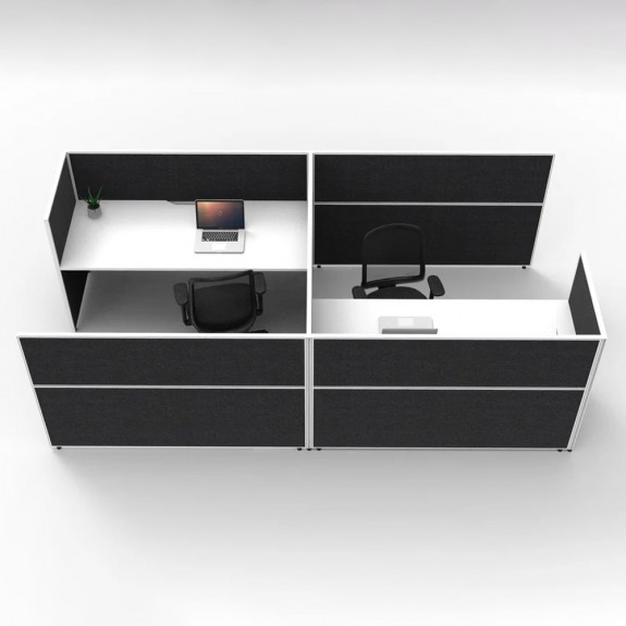 SHUSH30 2 Person Cubicle Screen Hung Workstation With Black Screen AS30SHCBL2P1275 NW-12S-BF/WF-1200