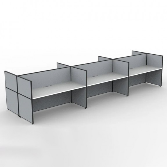 SHUSH30 6 Person Double Sided Screen Hung Workstation With Grey Screen AS30SHD6P1275 NW-12S-GF/BF-1200