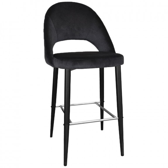 Sienna Velvet Bar Stool Black Legs 76cm