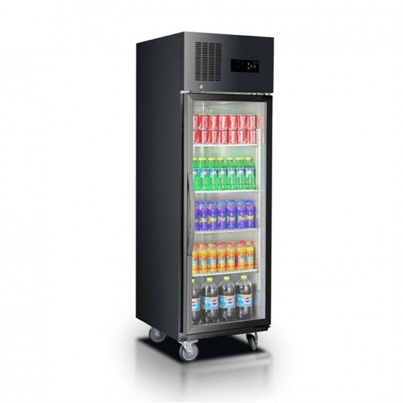 SUCG500B FED Single Glass Door Upright Fridge Black Stainless Steel - SUCG500B