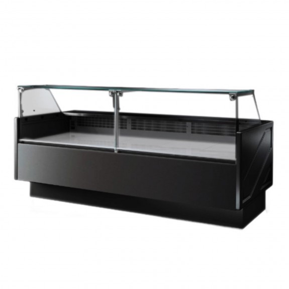 Tecnodom Serie MR80 Black 2480mm Wide Deli Display with Storage and Castors TDMR-0825B