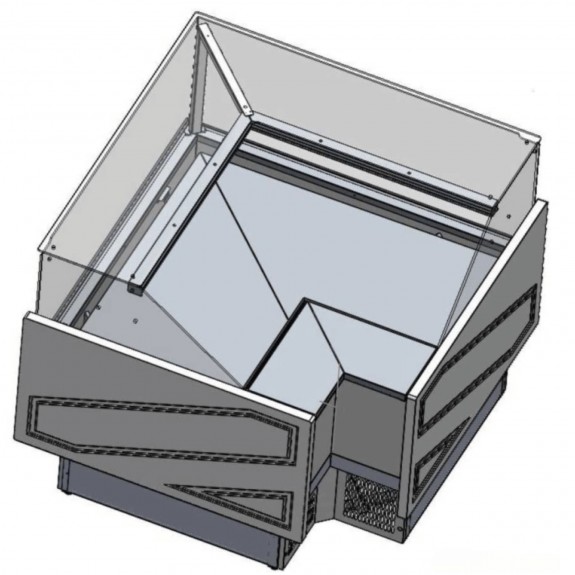 Tecnodom Series MR80 Black Corner Deli Display w/ Storage and Castors TDMR-08E