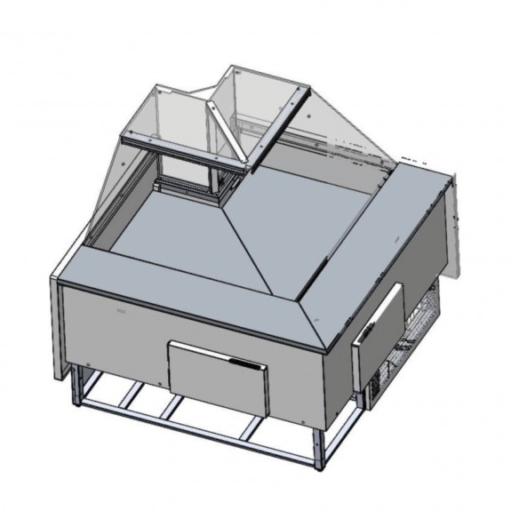 Tecnodom Series MR80 Black Corner Deli Display w/ Storage and Castors TDMR-08l