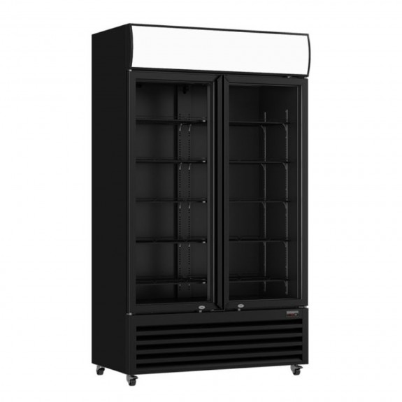 Thermaster Large Two Glass Door Colourbond Upright Drink Fridge LG-1200BP