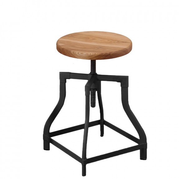 Turner Industrial Low Stool Timber Seat