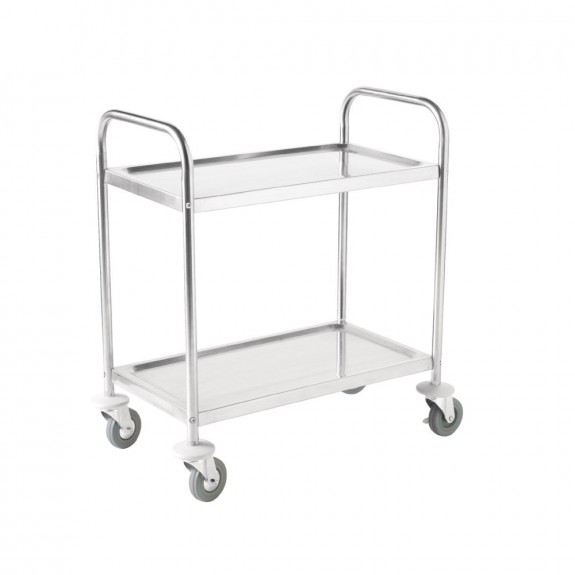 Vogue Stainless Steel 2 Tier Clearing Trolley Medium