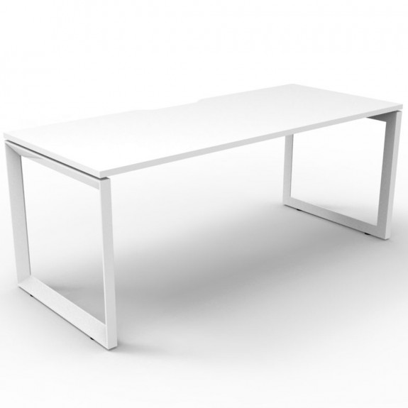 White Office Desk Workstation White Loop Legs