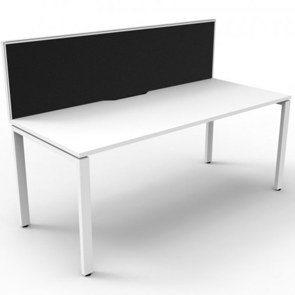 White Office Desk Workstation with Screen White Legs