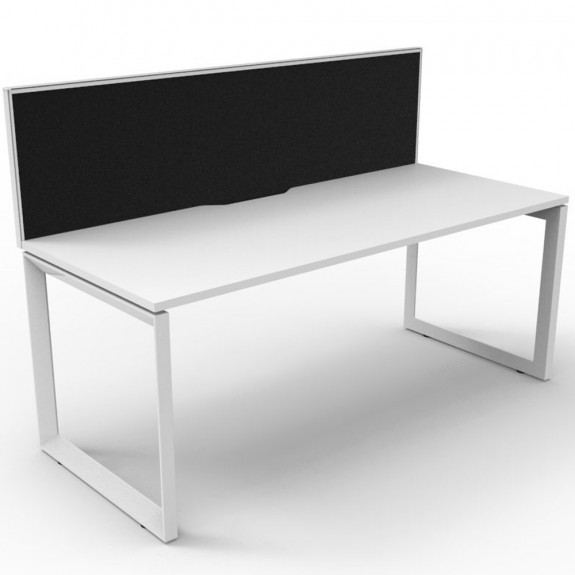 White Office Desk Workstation with Screen White Loop Legs