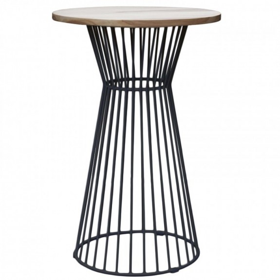 Oak Bar Table with Studio Wire Base - Black