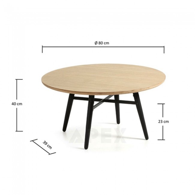 Ava Coffee Table Oak Top Black Legs Apex Ava Coffee Table Oak Top Black Legs