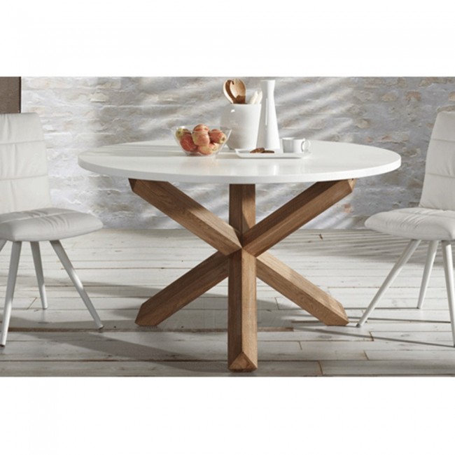 Cherilyn Round Table Oak Legs White Top Apex Cherilyn Round Table Oak Legs White Top