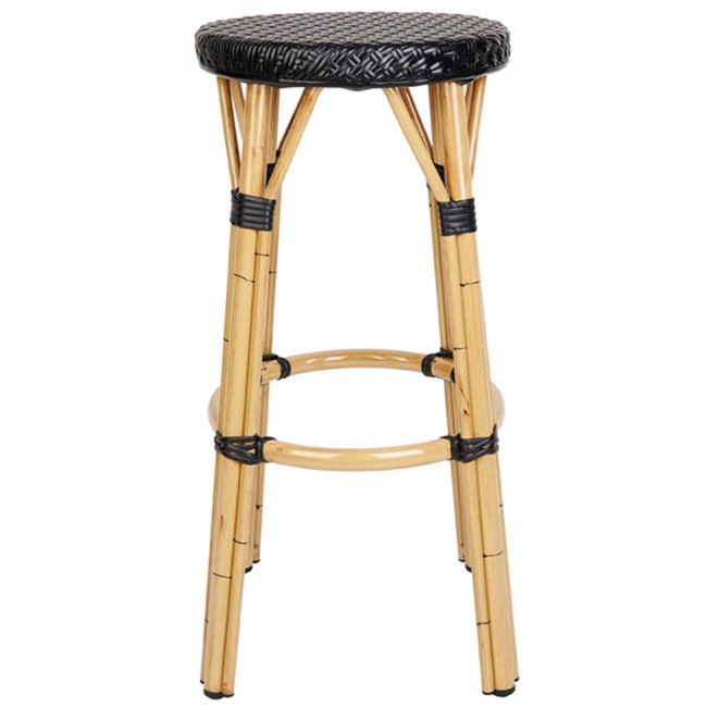 Sorrento Wicker Outdoor Bar Stool Black Stackable 75cm Apex