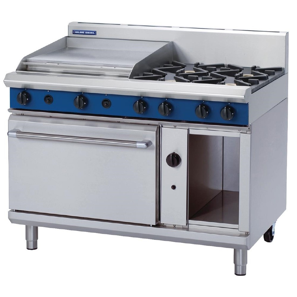 Blue Seal By Moffat 1200mm Static Oven Range 4X Burners and 600mm Griddle -  Natural Gas GR800-N | Apex