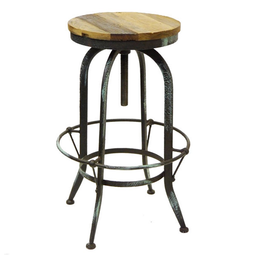 Rustic Provincial Bar Stool Vintage Steel Swivel Apex