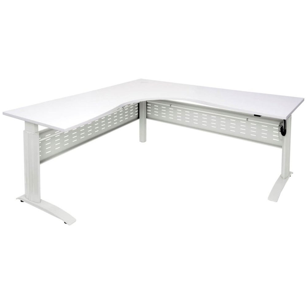 Swift Electric Height Adjustable Corner Desk White Legs Apex
