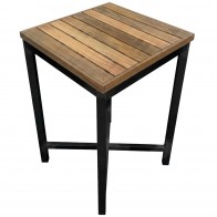 Avoca Beer Garden Outdoor Bar Table Recycled Blonde Timber Square Top Black Frame