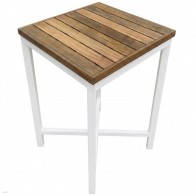 Avoca Beer Garden Outdoor Bar Table Recycled Blonde Timber Square Top White Frame