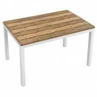 Avoca Beer Garden Outdoor Dining Table Recycled Blonde Timber Top White Frame