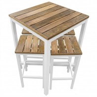 Avoca Beer Garden Outdoor Bar Table and Stools Recycled Blonde Timber Top White
