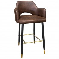 Bella Tub Bar Chair Stool Brass Frame 76cm