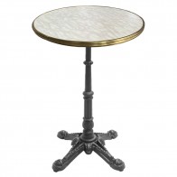 French Paris Marble Style with Brass Edge Bistro Table