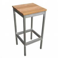 Newport Beer Garden Outdoor Bar Stool Wood Top Silver Frame 75cm