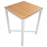Newport Beer Garden Outdoor Bar Table Wood Square Top White Frame