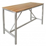 Newport Beer Garden Outdoor Bar Table Wood Top Silver Frame