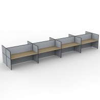 SHUSH30 8 Person Double Sided Screen Hung Top Workstation