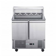 FED-X Two Door Salad Prep Fridge With Marble Top - XGNS900E