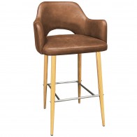 Bella Tub Bar Stool Oak Steel Legs 76cm