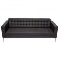 Black PU Sofa Reception Lounge Three Seater