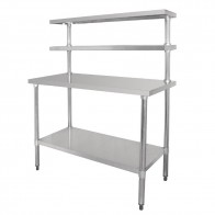Vogue Table with Gantry Shelf Stainless Steel - 1500(h) x 1200(w) x 600mm(d) CC359