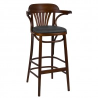 Fan Back Bentwood Bar Stool Upholstered BST-165 78cm