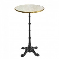 French Celestine Marble with Brass Edge Bistro Bar Table