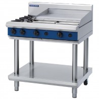 Blue Seal 900mm Gas Cooktop 2x Burners & 600mm Griddle On Leg Stand - LPG / Propane GE830-P