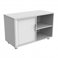 Mobile Caddy with Bookcase and Tambour Insert