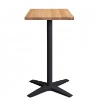 Nordic Oak Bar Table Solid Wood Top Black Base