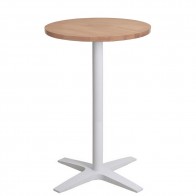Nordic Round Bar Table Solid Wood Top White Base