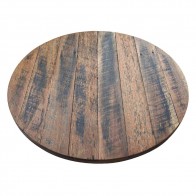 Distressed Black Recycled Round Wood Table Top