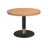 Annick Black Brass Round Timber Coffee Table