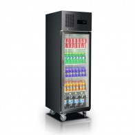 Thermaster Single Glass Door Upright Fridge Black Stainless Steel - SUCG500B