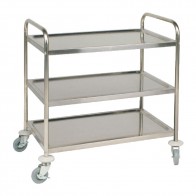 Vogue Stainless Steel 3 Tier Clearing Trolley Medium