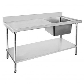 1200-6-SSBR FED Economic 304 Grade SS Right Single Sink Bench 1200x600x900 With 400x400x250 Sink 1200-6-SSBR