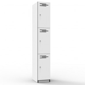 White 3 Door Melamine Locker