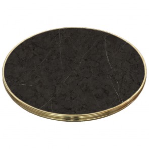 Grey Marble Style Table Top with Brass Edge