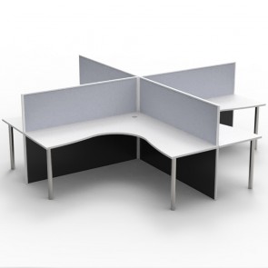 Agile 4 Person Corner Workstation with Screens