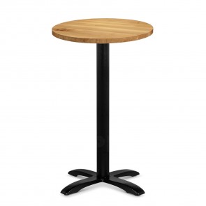 Alvina Modern Oak Bar Table Round Solid Timber Top Black Legs