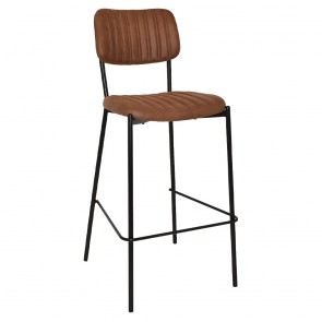 Amalia Bar Stool Black Steel Legs with Padded Seat 77cm